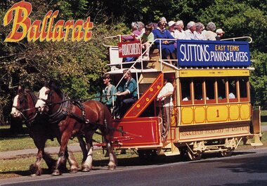 Postcard, Ballarat Tramway Museum (BTM), Ballarat Horse Tram 1, Feb, 1995