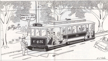 Drawing - Illustration/s, Michael Parker, Cartoon - Trolley pole issues, Mar. 1994