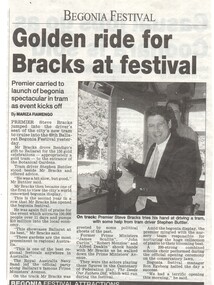 Newspaper, The Courier Ballarat, "Golden ride for Bracks at festival", 3/03/2001 12:00:00 AM