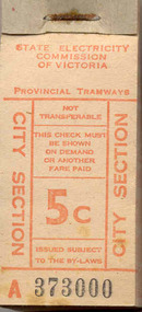 Ephemera - Ticket/s, State Electricity Commission of Victoria (SECV), Block of 200 tickets = 5c, 1966