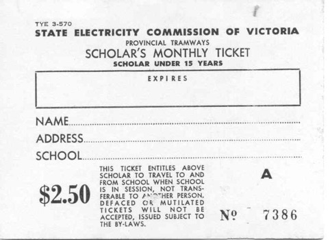 $2.50 -  Scholar's Monthly Ticket