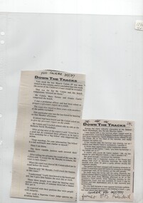 Newspaper, The Courier Ballarat, "Down the Tracks", Jan. 1997