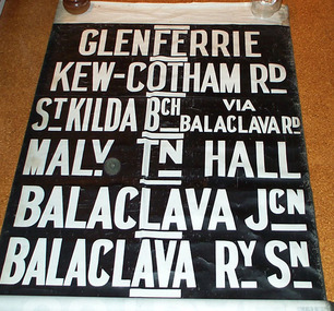 Functional object - Destination Roll, Melbourne and Metropolitan Tramways Board (MMTB), "Kew Depot", 1950's