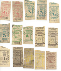 Ephemera - Ticket/s, State Electricity Commission of Victoria (SECV), Set of 15 tickets found in a tram, late 1960's