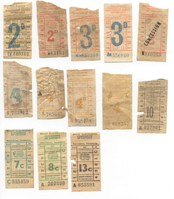 Ephemera - Ticket/s, State Electricity Commission of Victoria (SEC), Set of 13 mixed SEC decimal tickets found in Ballarat No. 18, 1950's  to late 1960's