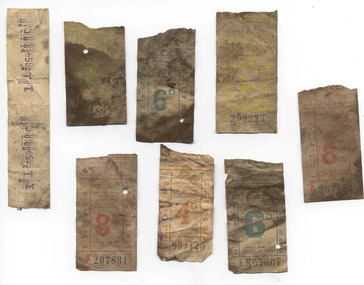Ephemera - Ticket/s, State Electricity Commission of Victoria (SECV), Set of 8 mixed SEC tickets found in Ballarat No. 28, early1960's to late 1960's
