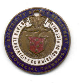 Badge - SEC pass, AMOR, Employees Pass badge No. 166, c1950?