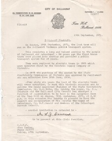 Document - Letter/s, City of Ballaarat, 13/09/1971 12:00:00 AM