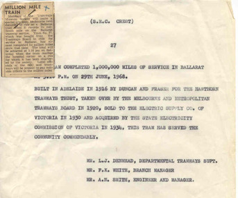 Newspaper, The Courier Ballarat, millionth mile on 27, Jun. 1968