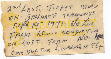 Ephemera - Ticket/s, State Electricity Commission of Victoria (SEC), Single SEC 16c ticket =- a last ticket, 1969