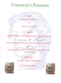 Ephemera - Menu, Neil Robe and  Ballarat Tramway Museum, Tramway's Reunion dinner, Sep. 1971