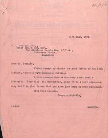 document - Correspondence, Electric Supply Co. of Vic (ESCo), Jul. 1927