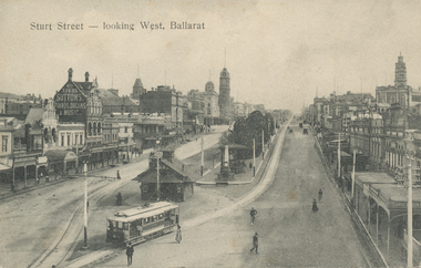 Postcard, ESCo tram at the east end of Sturt St