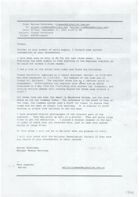 Document - Research Notes, Ballarat Tramway Museum (BTM), "Thomas Horsfield", Sep. 2001