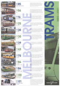 Poster, Yarra Trams, "Melbourne Trams 1885 - 2001", 2001