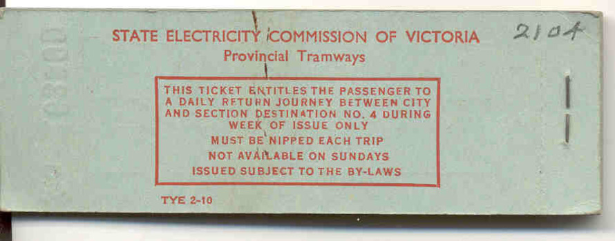 Block of SECV 2/- weekly tickets, - rear