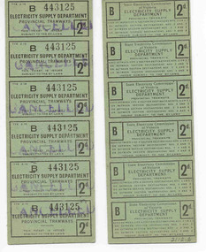 Ephemera - Ticket/s, State Electricity Commission of Victoria (SEC), SEC Provincial tramways pre purchase strip tickets, pre 1950's?