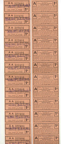 Ephemera - Ticket/s, State Electricity Commission of Victoria (SECV), SEC Provincial tramways pre purchase strip tickets, pre 1950's?