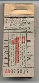 Ephemera - Ticket/s, State Electricity Commission of Victoria (SECV), SEC - 1d, 1940's?