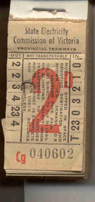 Ephemera - Ticket/s, State Electricity Commission of Victoria (SECV), SEC 2d, 1940's?