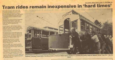 Newspaper, The Courier Ballarat, "Tram rides remain inexpensive in 'hard times'", 15/10/1990 12:00:00 AM