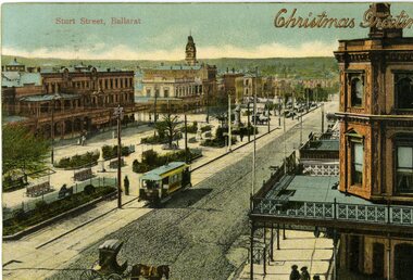 Postcard, WTP, ESCo tram near the intersection of Doveton St. and Sturt St, 1905