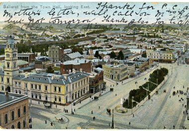 Postcard, Sturt St from the Town Hall tower, 1905