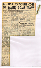 Newspaper, The Courier Ballarat, "Council to count cost of saving some trams", 6/08/1971 12:00:00 AM
