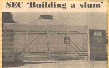 Newspaper, The Courier Ballarat, "SEC 'Building a slum' ", 20/02/1972 12:00:00 AM