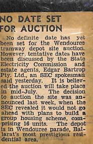 Newspaper, The Courier Ballarat, "No date set for auction", 13/05/1972 12:00:00 AM