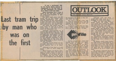 Newspaper, The Courier Ballarat, "Last trip by man who was on the first", 20/09/1971 12:00:00 AM