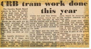 Newspaper, The Courier Ballarat, "CRB tram work done this year", 16/05/1972 12:00:00 AM