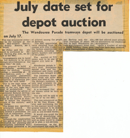 Newspaper, The Courier Ballarat, "July date set for depot auction", 17/05/1972 12:00:00 AM