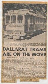 Newspaper, The Courier Ballarat, "Ballarat Trams are on the Move", 17/06/1972 12:00:00 AM