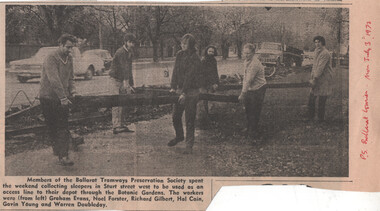 Newspaper, The Courier Ballarat, BTPS members recovering sleepers, 3/07/1972