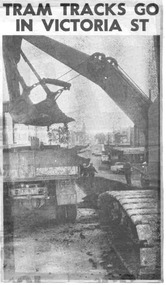 Newspaper, The Courier Ballarat, "Tram tracks go in Victoria St.", 31/05/1971 12:00:00 AM