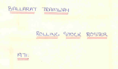 Document - List, John Bainbridge, "Rolling Stock Roster", 1971