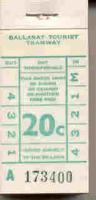 Ephemera - Ticket/s, Ballarat Tramway Museum (BTM), BTPS  20c, 1975