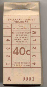Ephemera - Ticket/s, Ballarat Tramway Museum (BTM), BTPS 40c, 1977