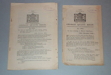 Administrative record, Government of Victoria, "Motor Omnibus Act 1928", "Motor Omnibus Act 1929", 1929