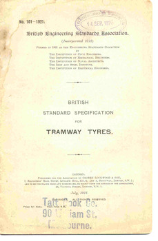 British Standard Specification for Tramways tyres - cover
