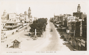 Postcard, Rose Stereograph Co, Sturt St. Ballarat looking from Grenville St