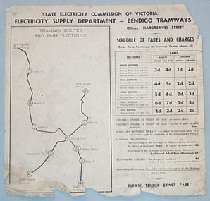 Poster, State Electricity Commission of Victoria (SECV), "Schedule of Fares and Charges - July 1951", Jul.1951