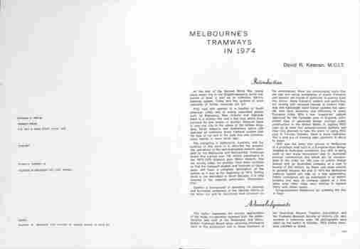 "Melbourne's Tramways in 1974" - title page