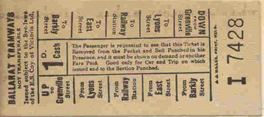 Ephemera - Ticket/s, J.J. Miller, ESCo 1d ticket, early to mid 1920's