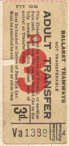Ephemera - Ticket/s, ESCo Transfer Ticket 3d, early to mid 1920's to 1930's