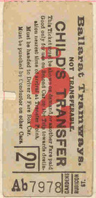 Ephemera - Ticket/s, ESCo Child Transfer Ticket 2d, early to mid 1920's to 1930's