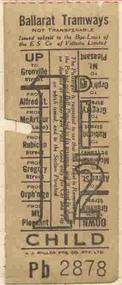 Ephemera - Ticket/s, J.J. Miller, ESCo Child 1 1/2d, early to mid 1920's to 1930's