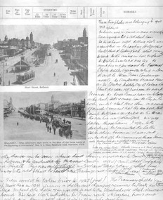 Newspaper, H.P. James, line up of horse trams at Grenville St. just prior to electrification, 1939