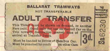 Ephemera - Ticket/s, Bell Punch Co, ESCo Transfer Ticket 3d, early to mid 1920's to 1930's